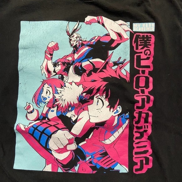 My Hero Academia Anime Black Blue Pink T-Shirt Women's Size Large - Picture 3 of 8